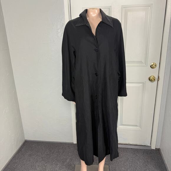 Vintage Max Mara Women's Trench Coat Jacket 8 Polyester Button Designer Long W7 - Picture 1 of 7